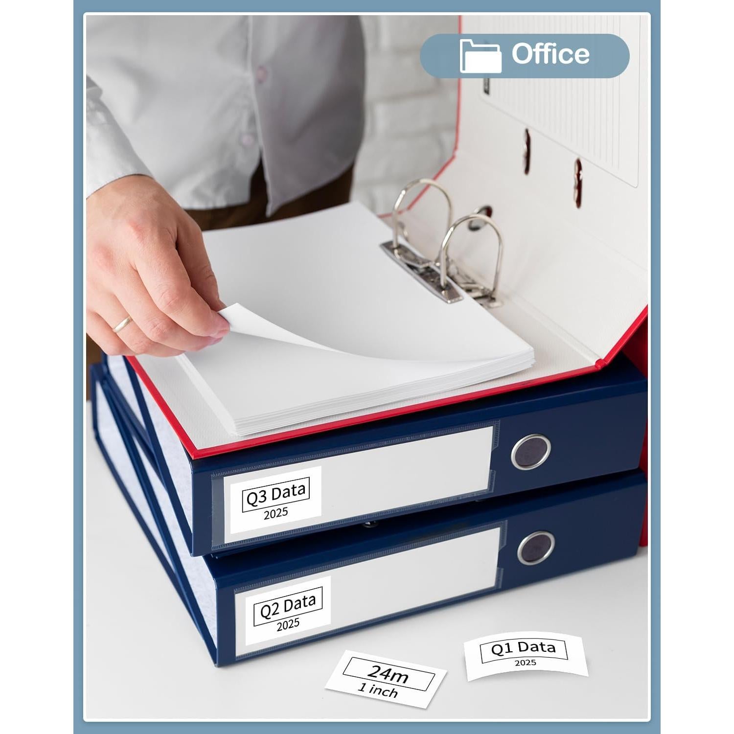 Cinta de Etiqueta Laminada 24mm MarkDomain TZe-251 Negro sobre Blanco