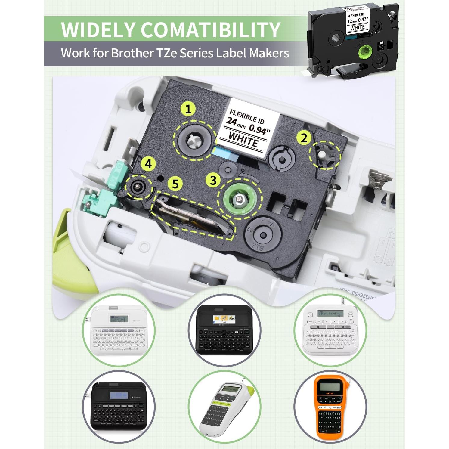 Etiquetas de Envoltura de Cable Oozmas TZE-FX251 24mm 4PK