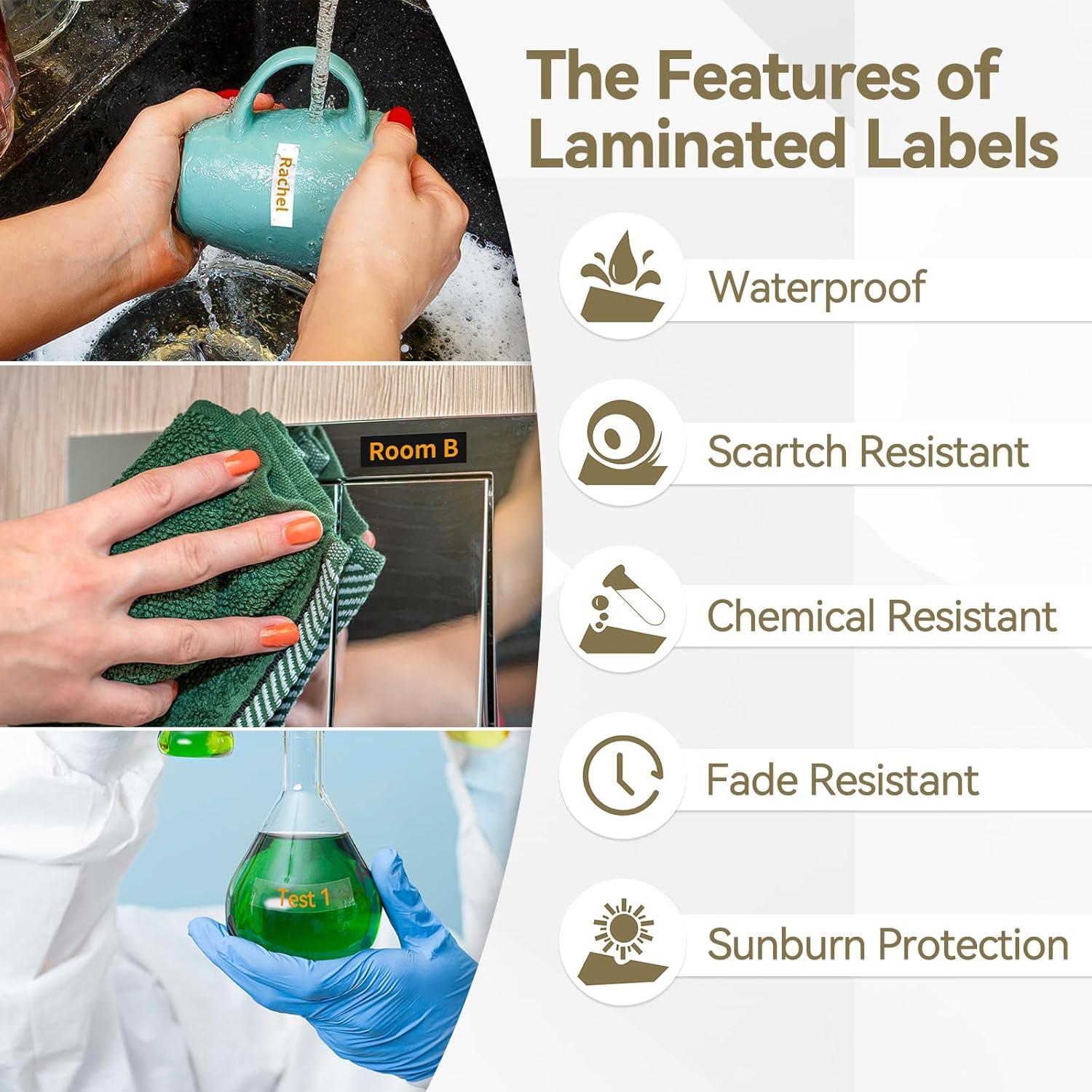 Cinta de Etiqueta Greateam 12mm Dorado sobre Transparente 3-Pack