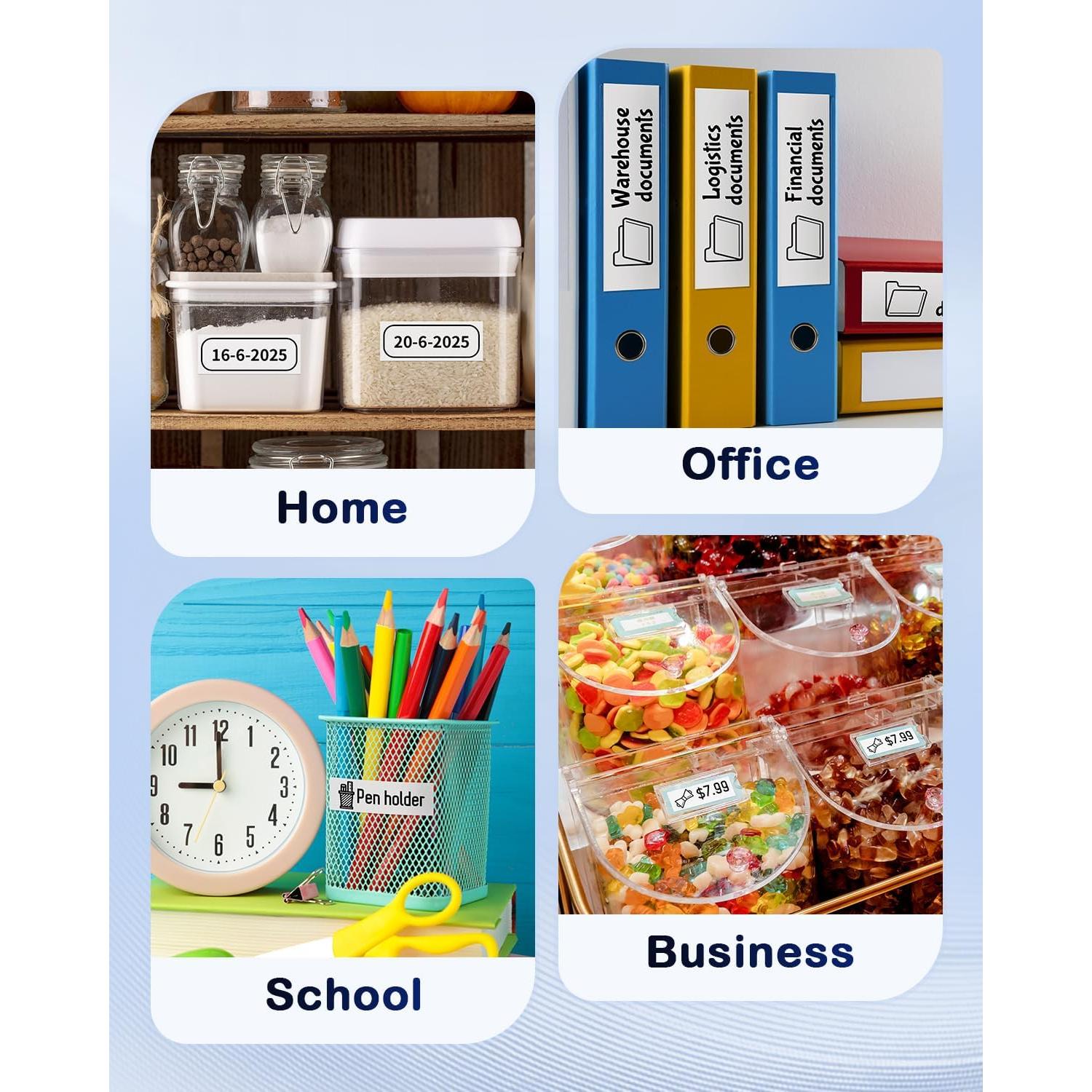 Cinta de Etiquetas Laminada Anycolor TZe-251 24mm Negro sobre Blanco - Paquete de 5