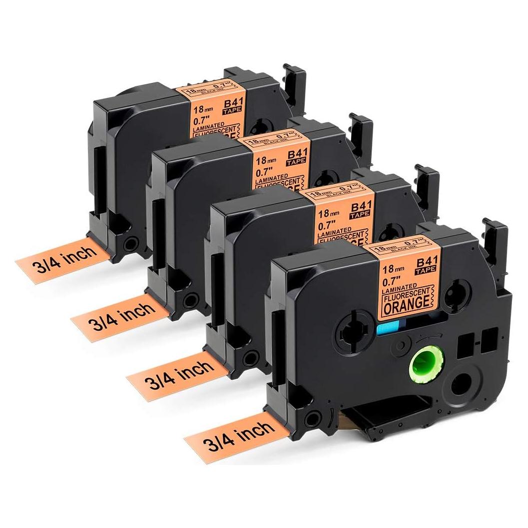 Cinta de Etiquetas Laminada AONOMI 18mm Naranja para Brother