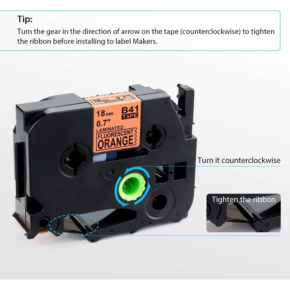 Cinta de Etiquetas Laminada AONOMI 18mm Naranja para Brother