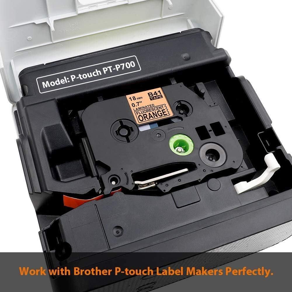 Cinta de Etiquetas Laminada AONOMI 18mm Naranja para Brother