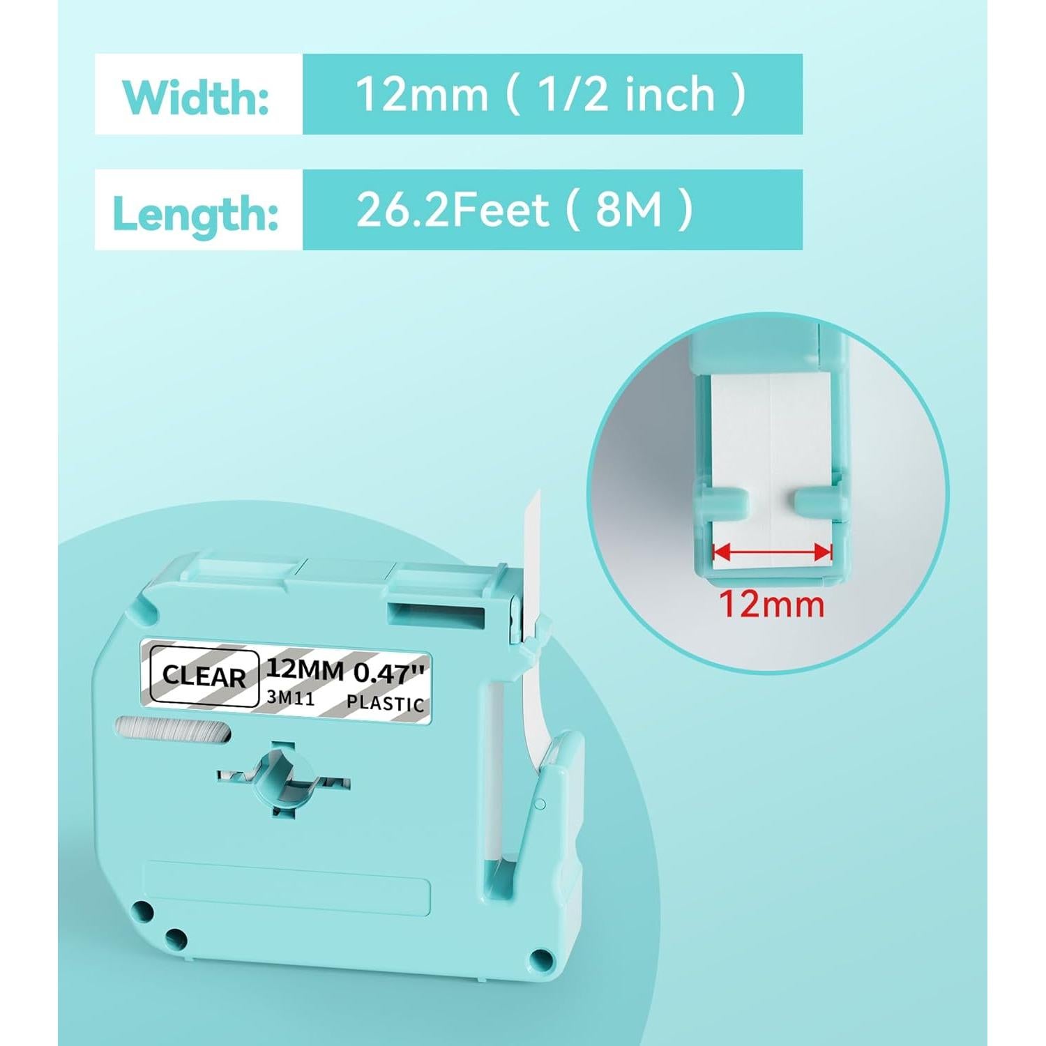Cinta Etiquetas Transparente EazeID M-K131 12mm Paquete 4
