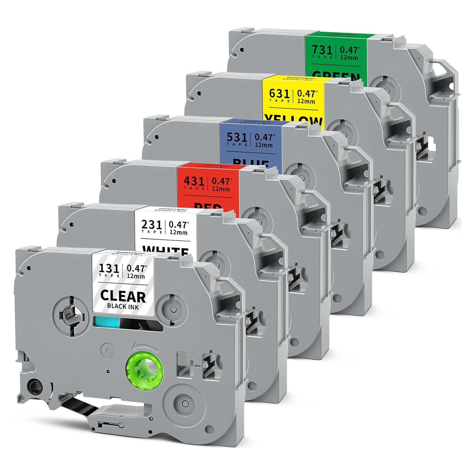 Paquete de 6 cintas de 12mm laminadas HUIMAZJIA colores