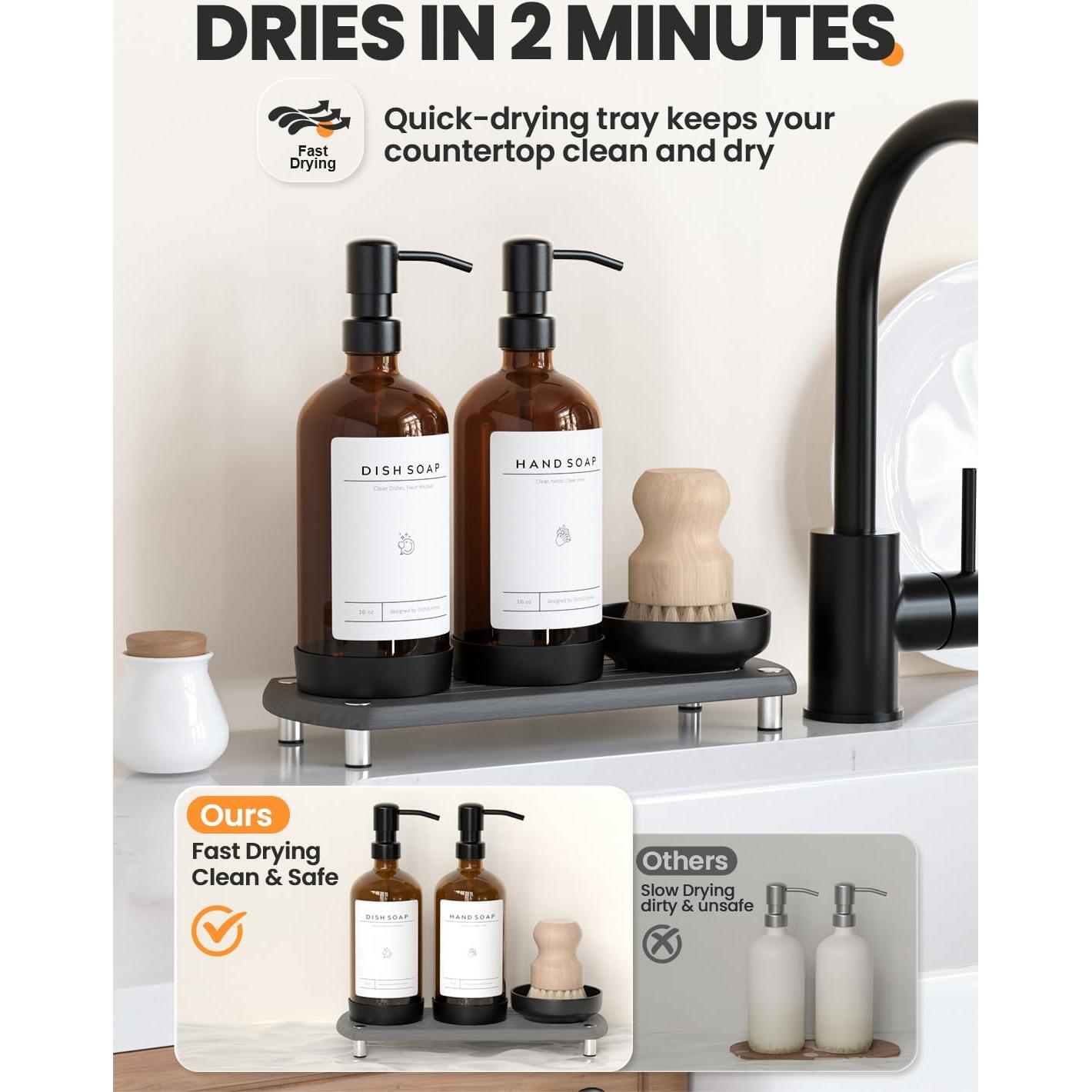 Juego de dispensador de jabón ORCHID HOME 1.38 kg vidrio ámbar