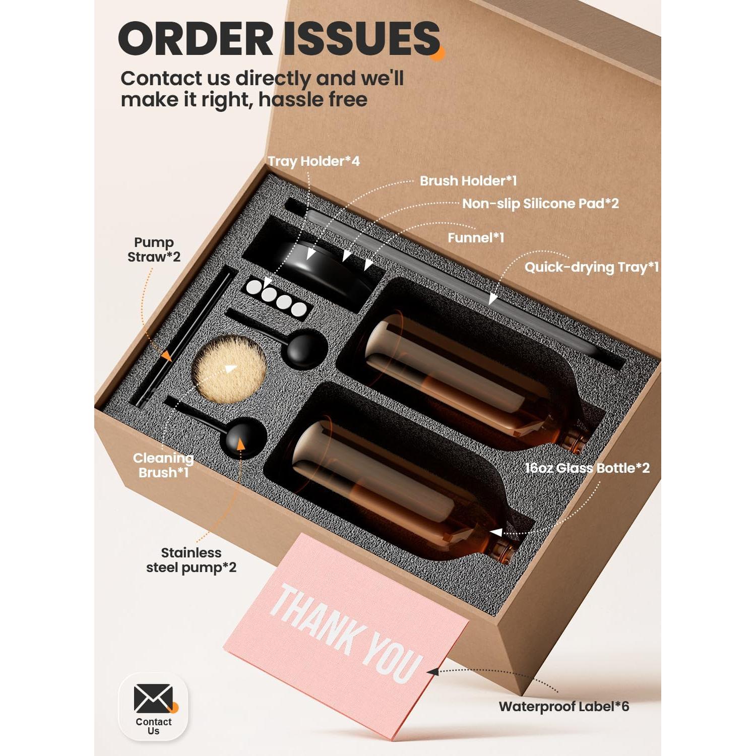 Juego de dispensador de jabón ORCHID HOME 1.38 kg vidrio ámbar