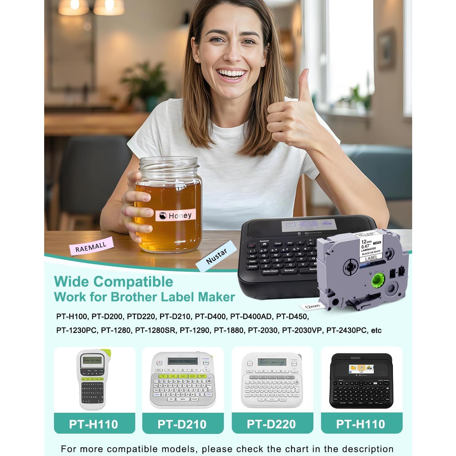 Paquete de 4 cintas de etiquetas Brother P-Touch 12mm colores