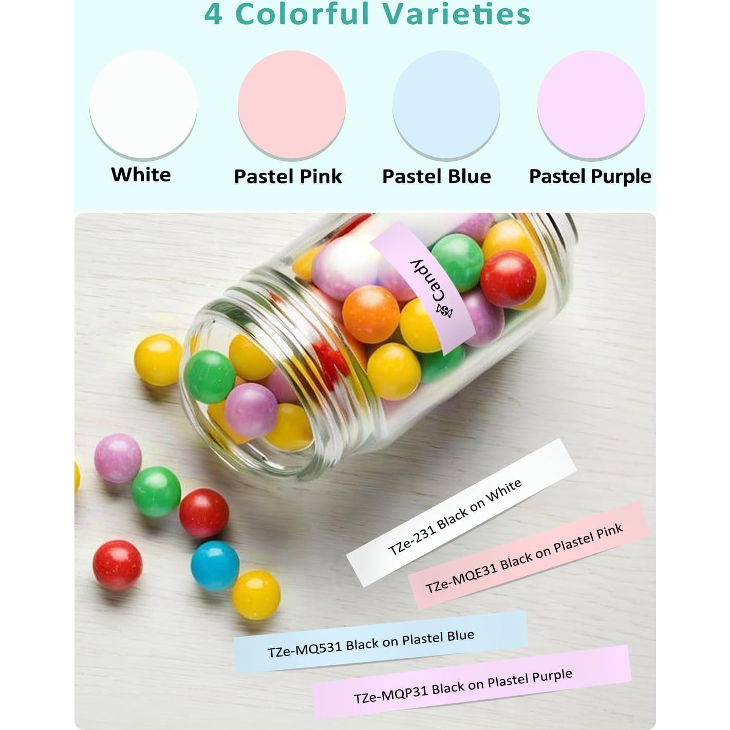 Paquete de 4 cintas de etiquetas Brother P-Touch 12mm colores