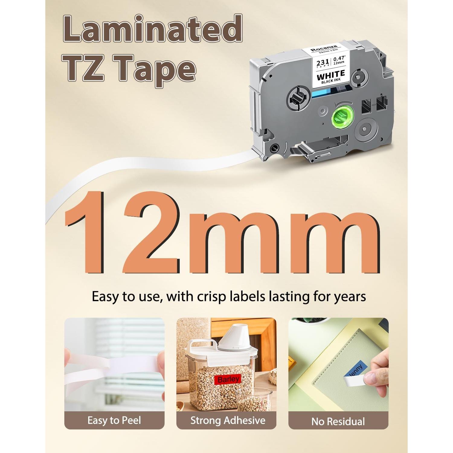 Cinta de Etiqueta Laminada 12mm Rocanza 6 Colores TZe-231