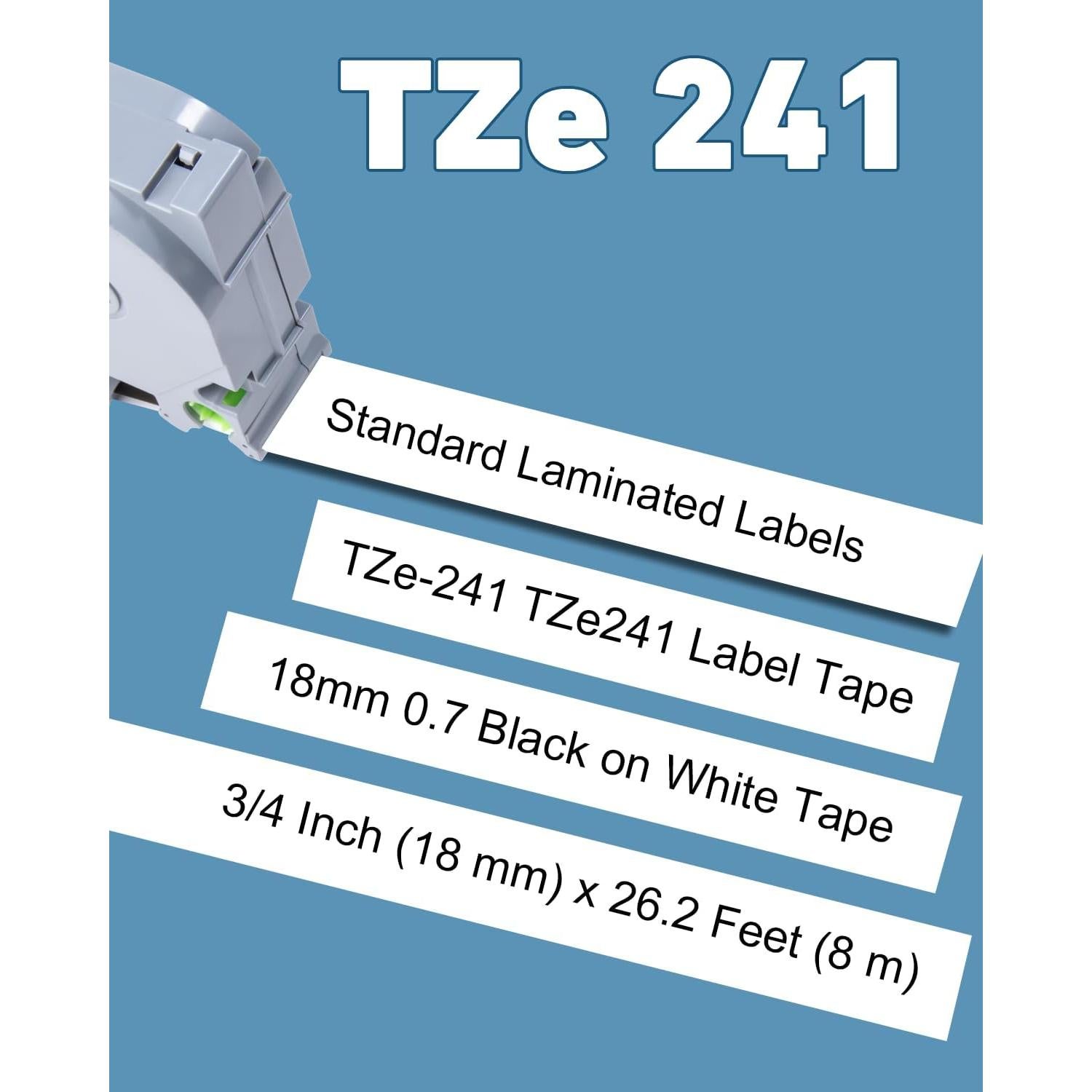 Cinta Etiquetadora Weemay TZc241 18mm Negro sobre Blanco - 4 Rollos