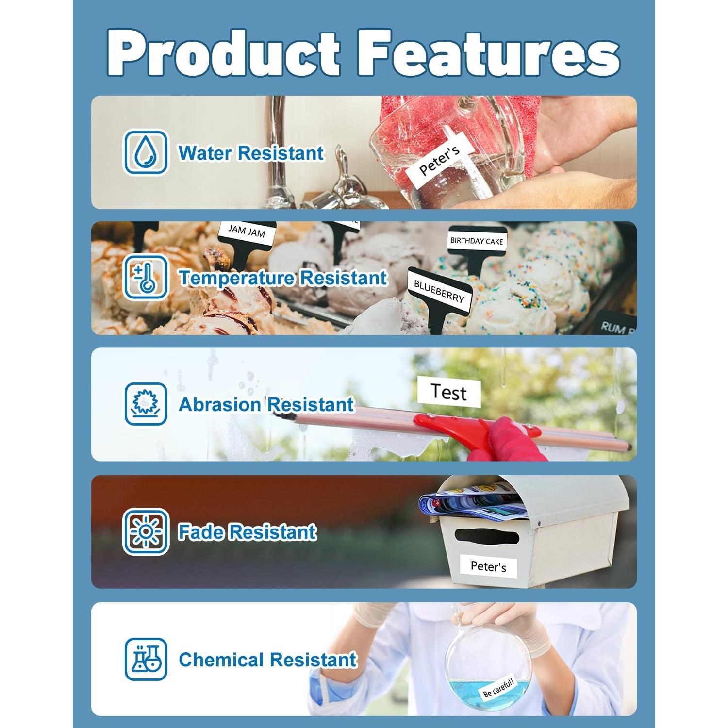 Cinta Etiquetadora Weemay TZc241 18mm Negro sobre Blanco - 4 Rollos