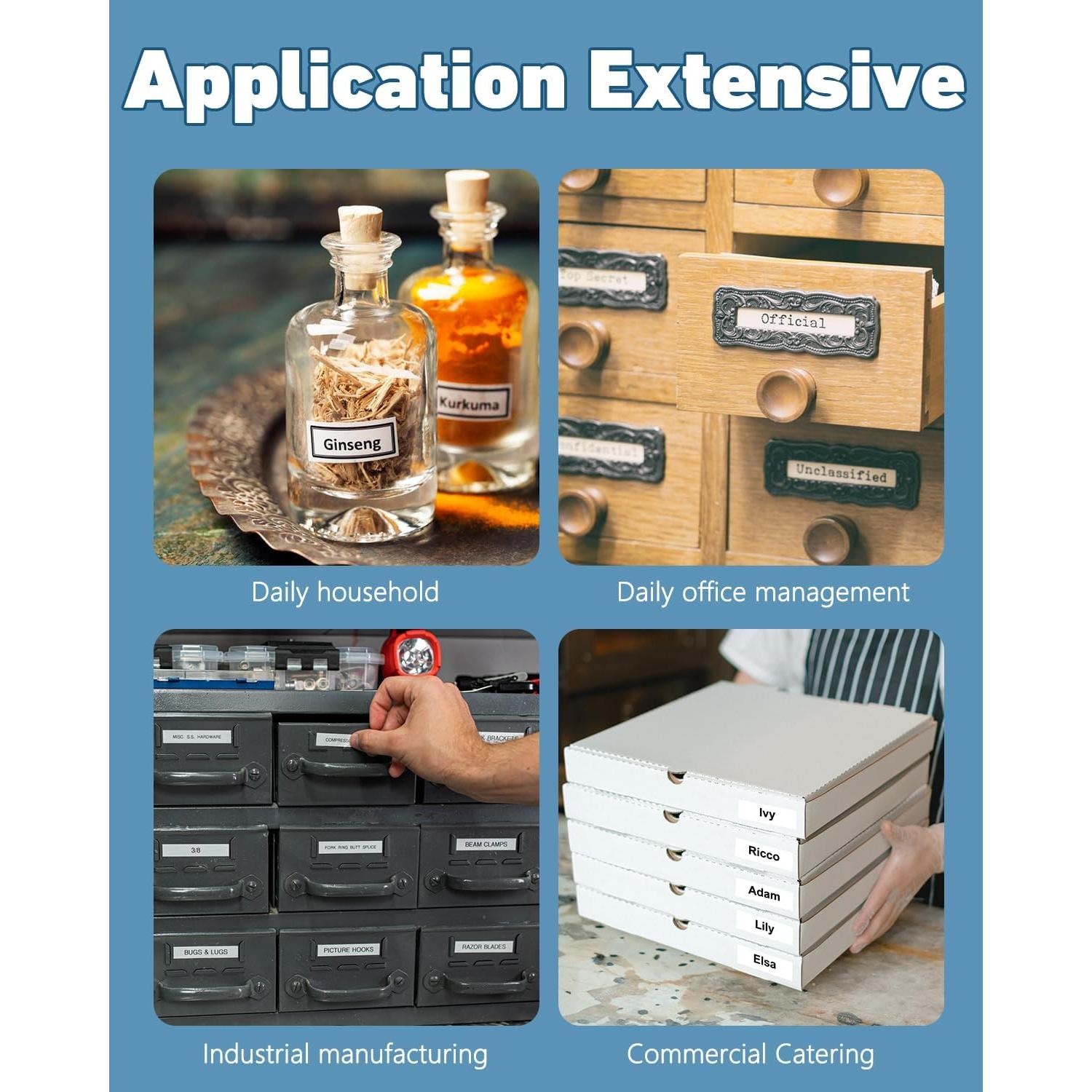 Cinta Etiquetadora Weemay TZc241 18mm Negro sobre Blanco - 4 Rollos