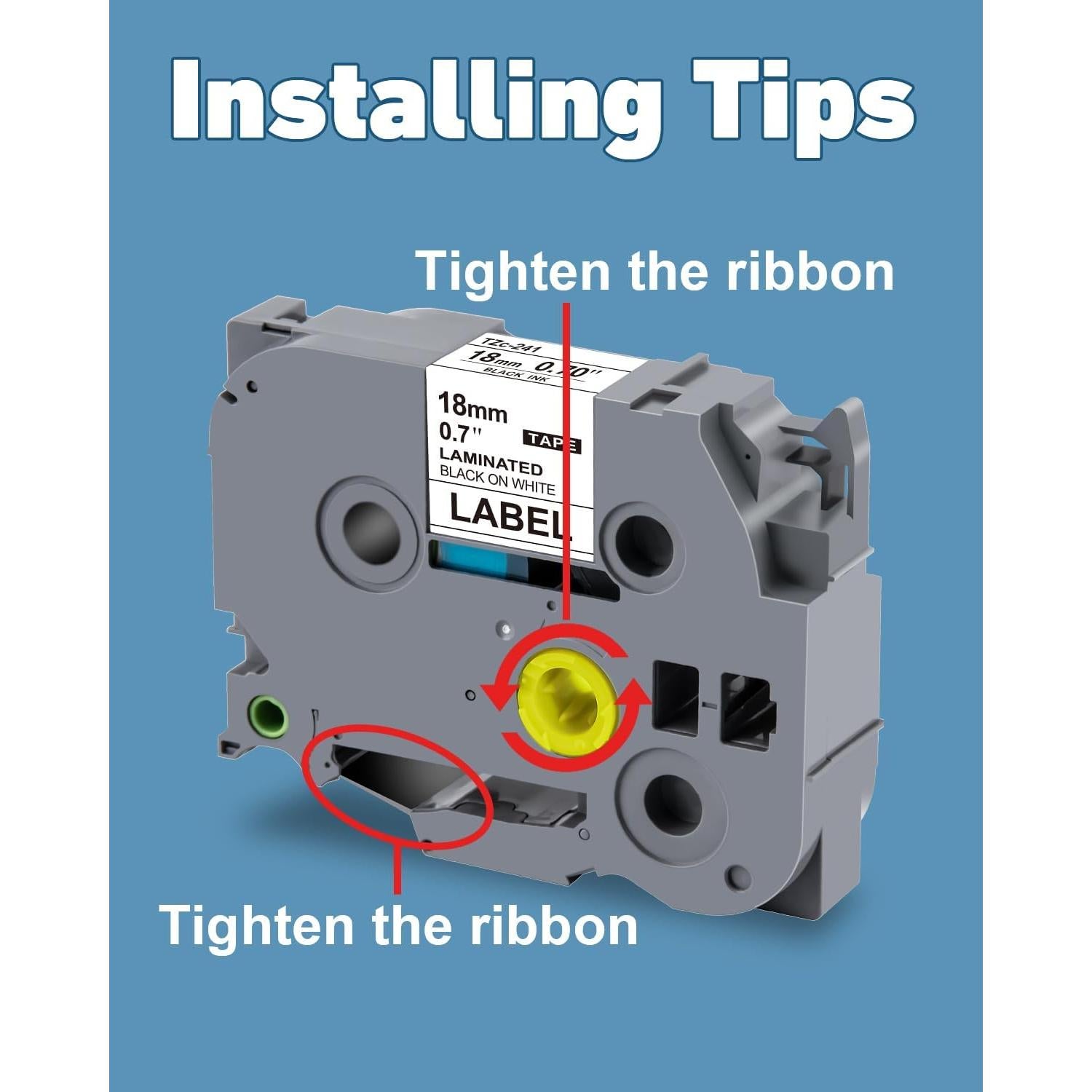 Cinta Etiquetadora Weemay TZc241 18mm Negro sobre Blanco - 4 Rollos