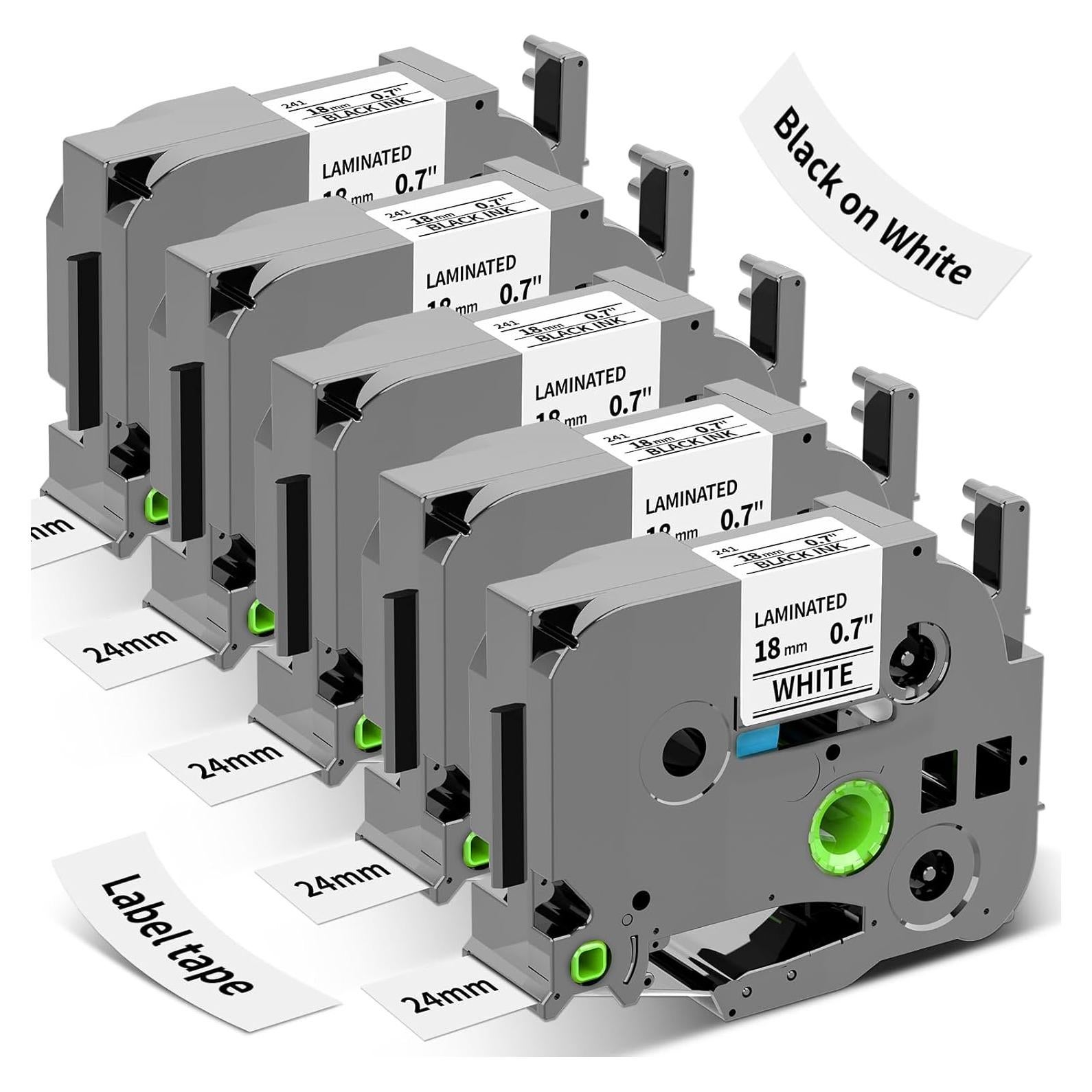 Cinta de Etiquetas Laminadas Suminey TZe-241 18mm Paquete 5