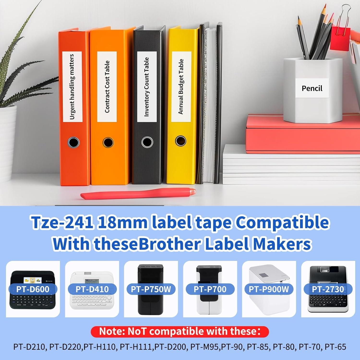 Cinta de Etiquetas Laminadas Suminey TZe-241 18mm Paquete 5