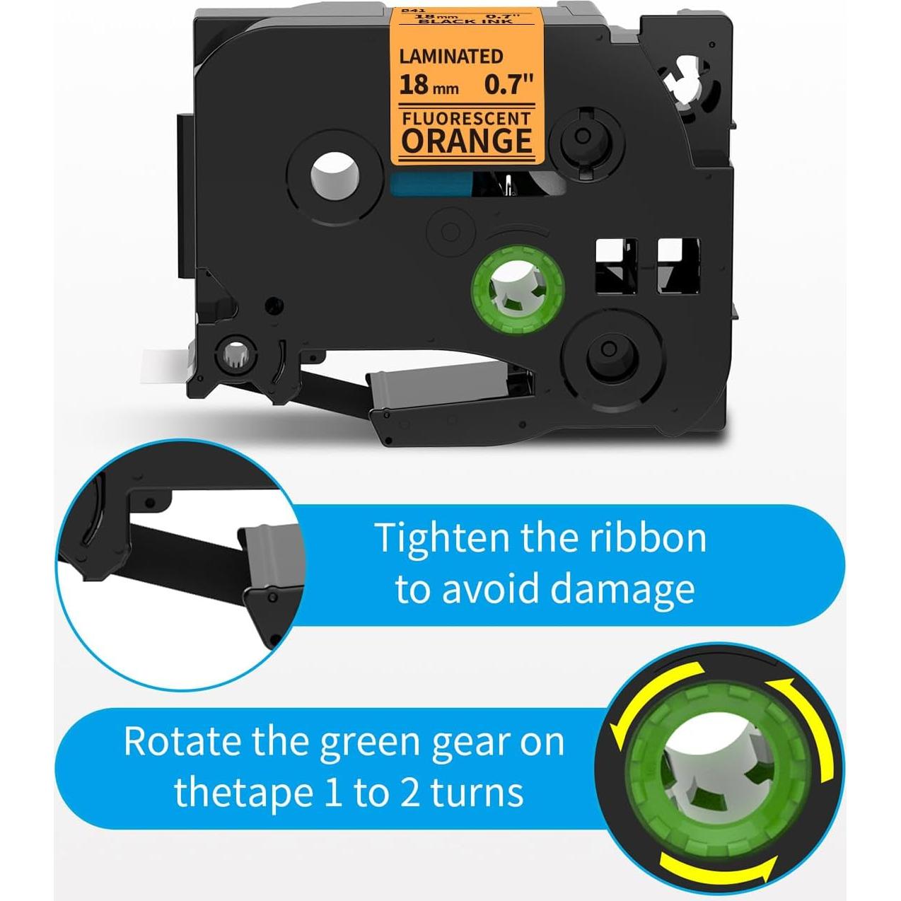 Cinta de Etiqueta Laminada MarkDomain 18mm Naranja Fluorescente
