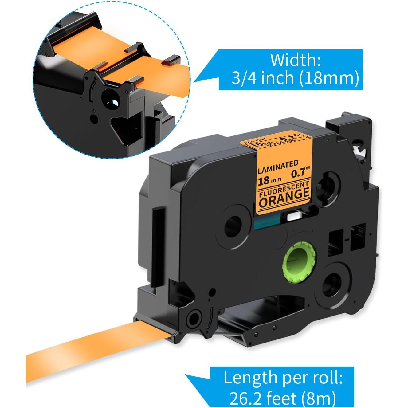 Cinta de Etiqueta Laminada MarkDomain 18mm Naranja Fluorescente