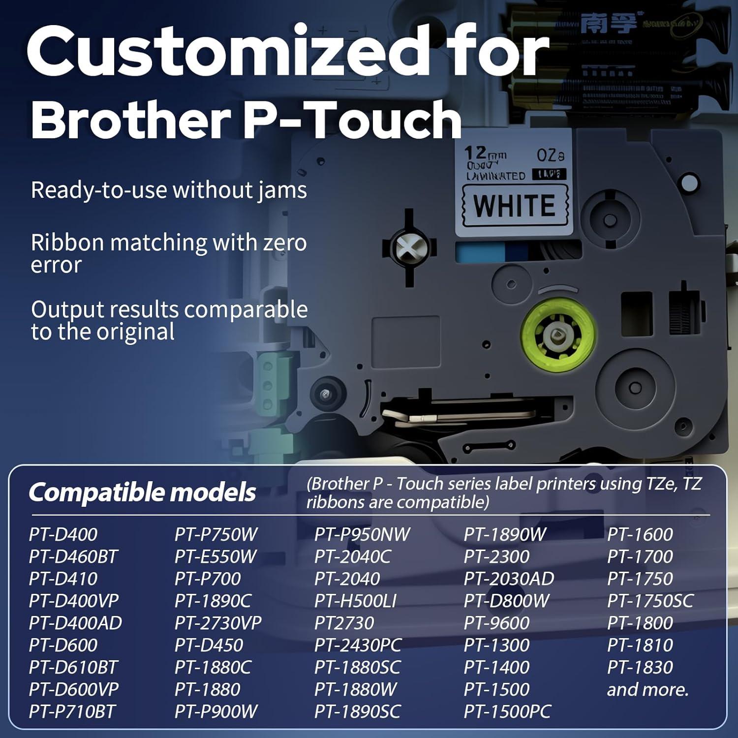 Paquete de 6 cintas TZe-231 Brother 12mm x 8m blancas