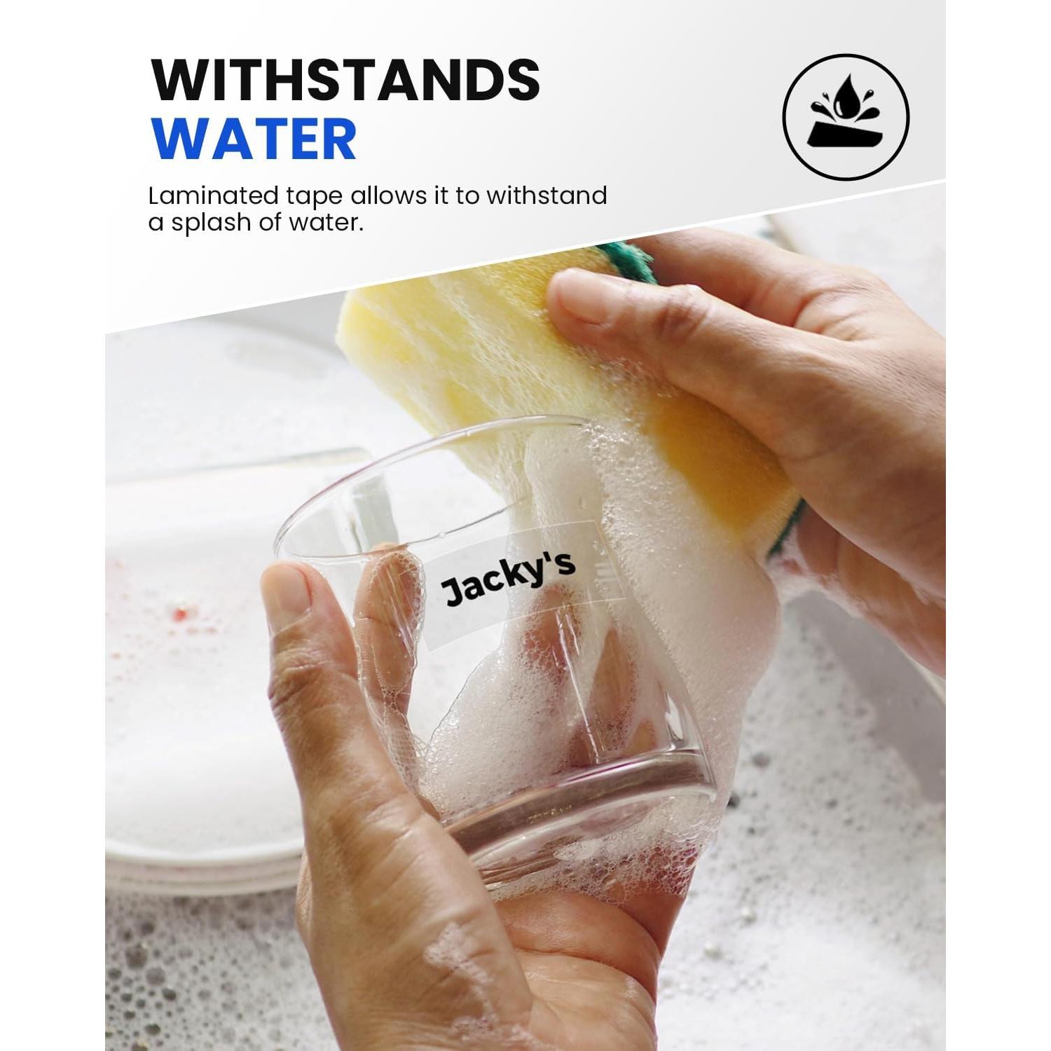 Cinta de Etiquetas Laminada COLORTY TZe-141 18mm Negro Transparente - 6 Rollos