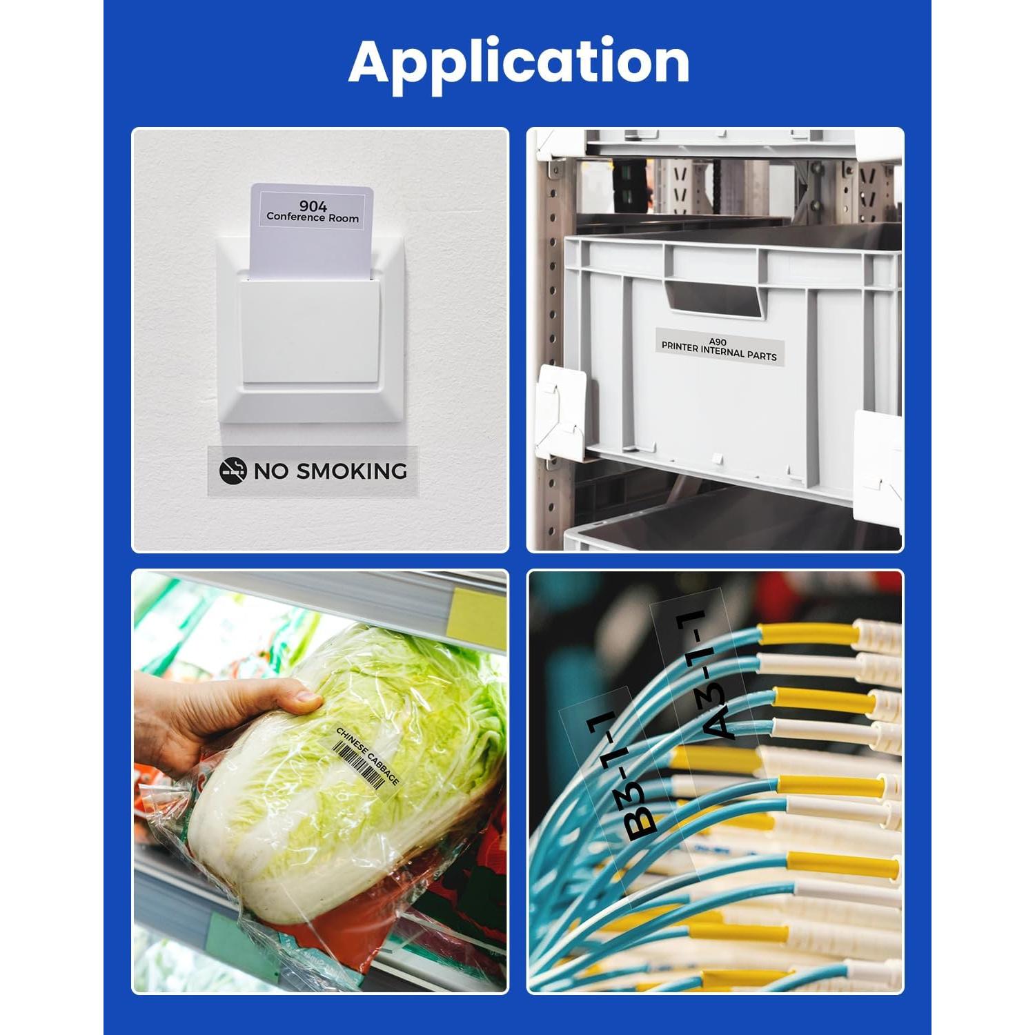 Cinta de Etiquetas Laminada COLORTY TZe-141 18mm Negro Transparente - 6 Rollos