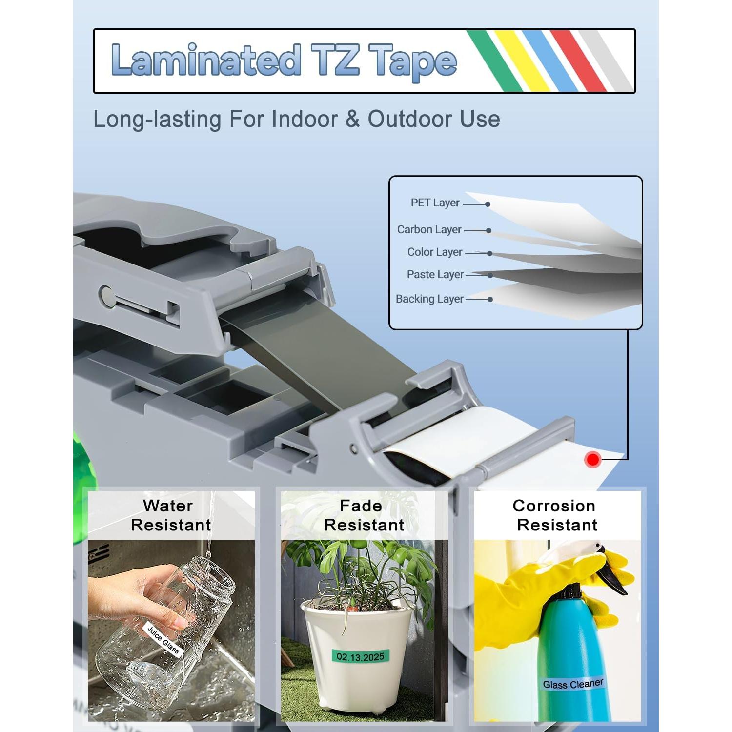 Paquete de 6 Cintas TZ Brother P Touch 12mm Laminadas Colores