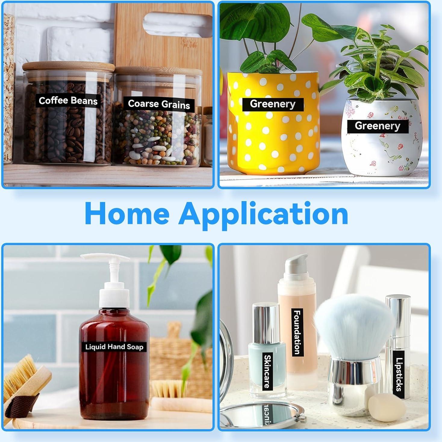 Cinta de Etiqueta Laminada AONOMI TZe-335 12mm Negra sobre Blanca - Paquete de 4