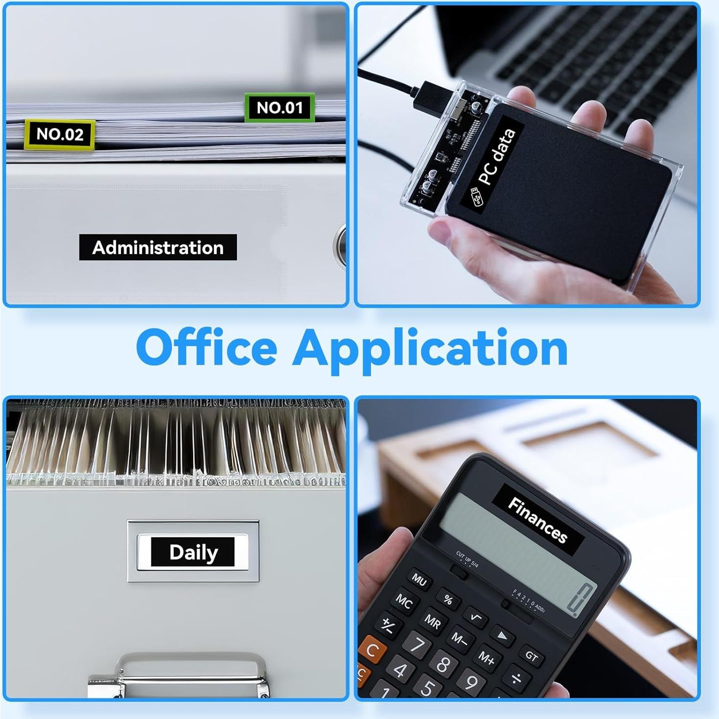 Cinta de Etiqueta Laminada AONOMI TZe-335 12mm Negra sobre Blanca - Paquete de 4