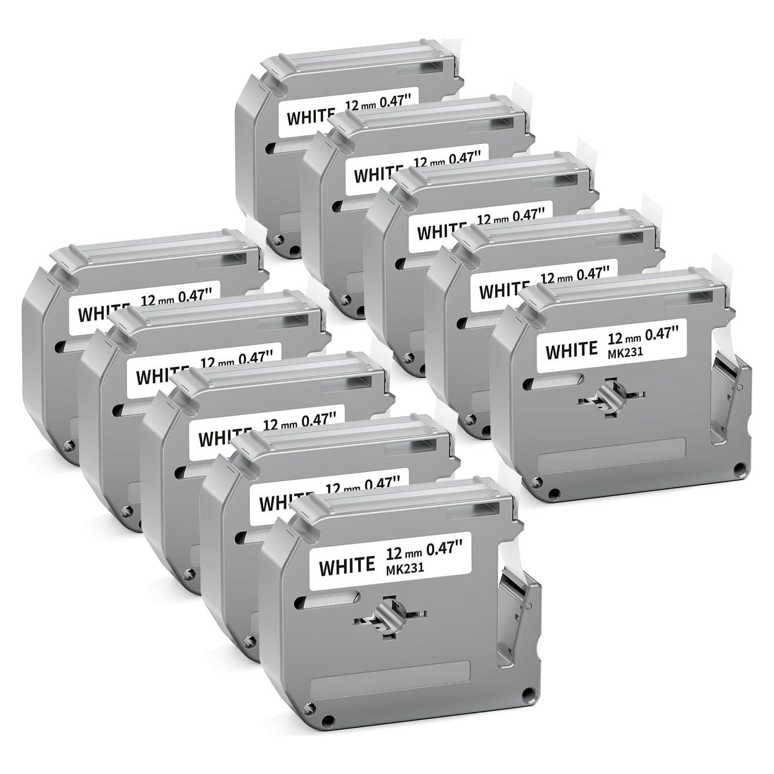 Paquete de 10 cintas de etiqueta MarkDomain M-K231 12mm blanco