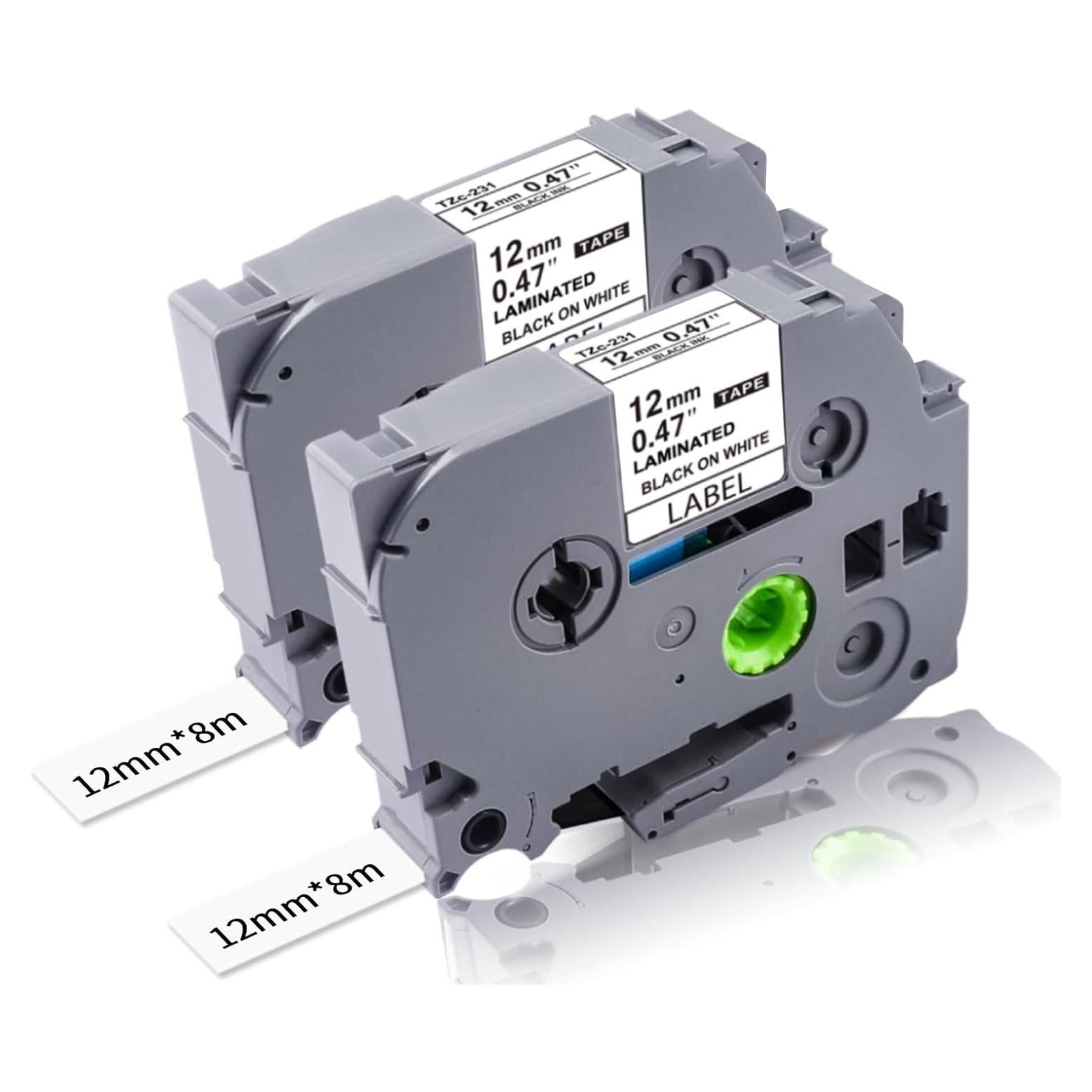 Cinta de Etiquetas Laminada Lonitul TZe-231 12mm 2PK Blanca