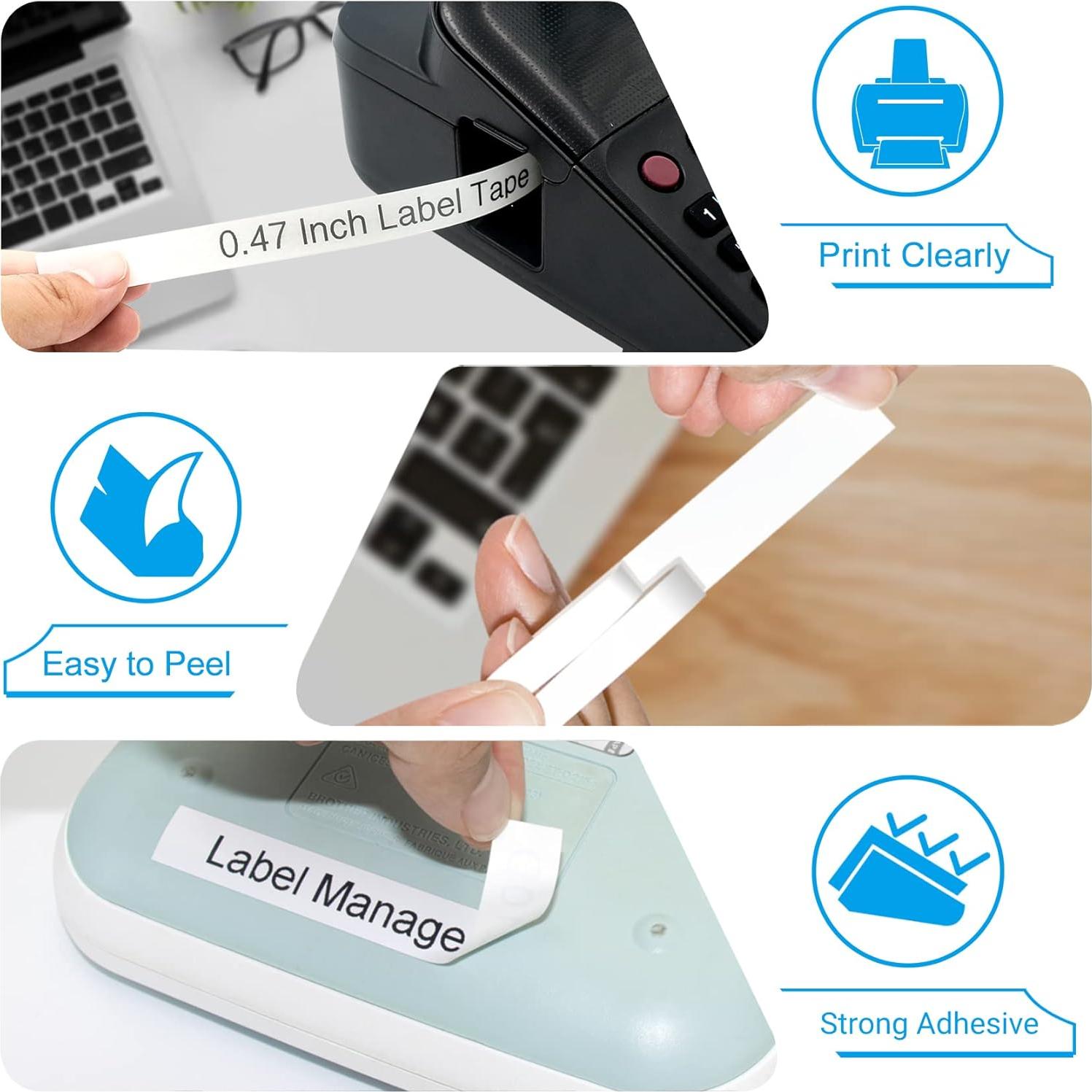 Cinta de Etiquetas Laminada Lonitul TZe-231 12mm 2PK Blanca