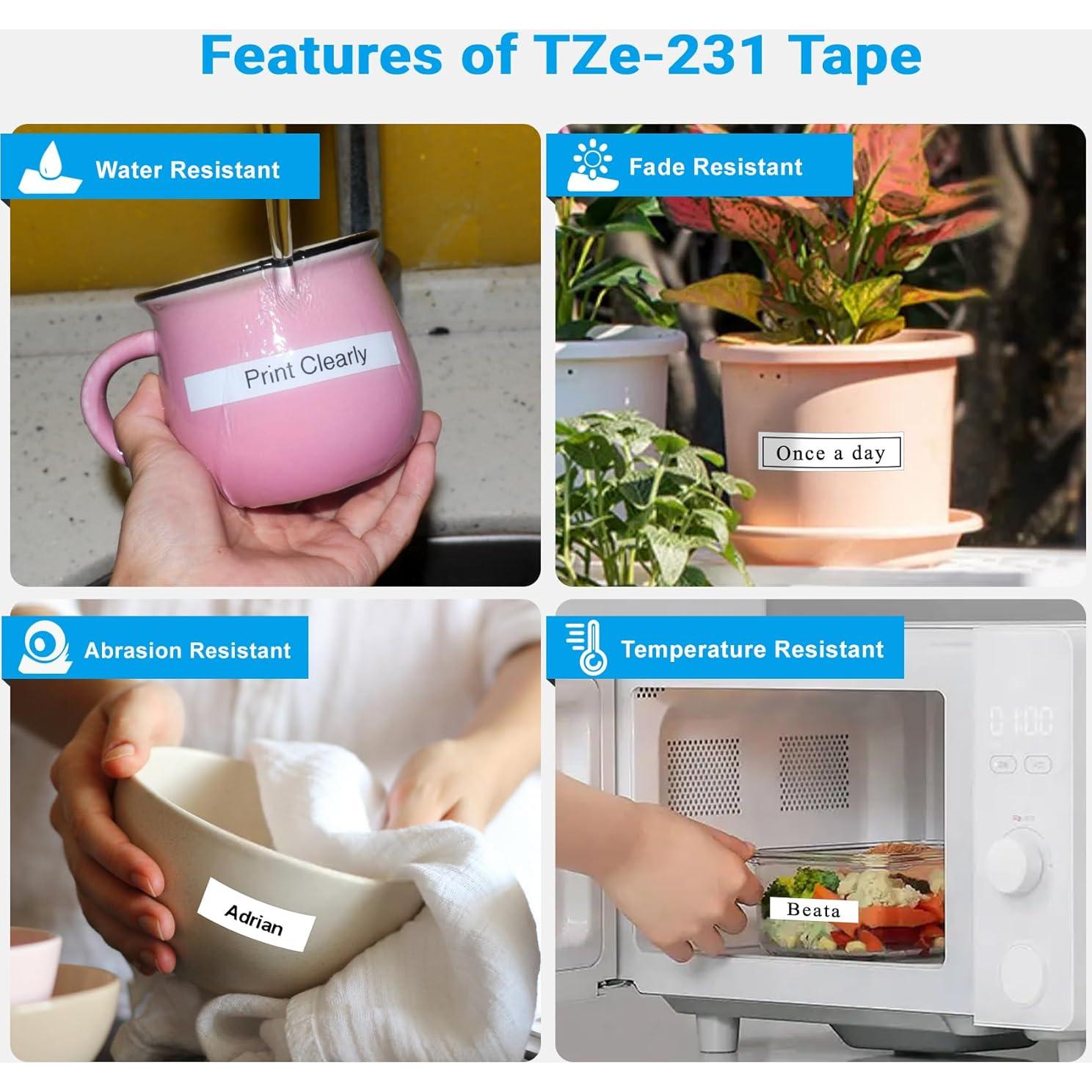 Cinta de Etiquetas Laminada Lonitul TZe-231 12mm 2PK Blanca