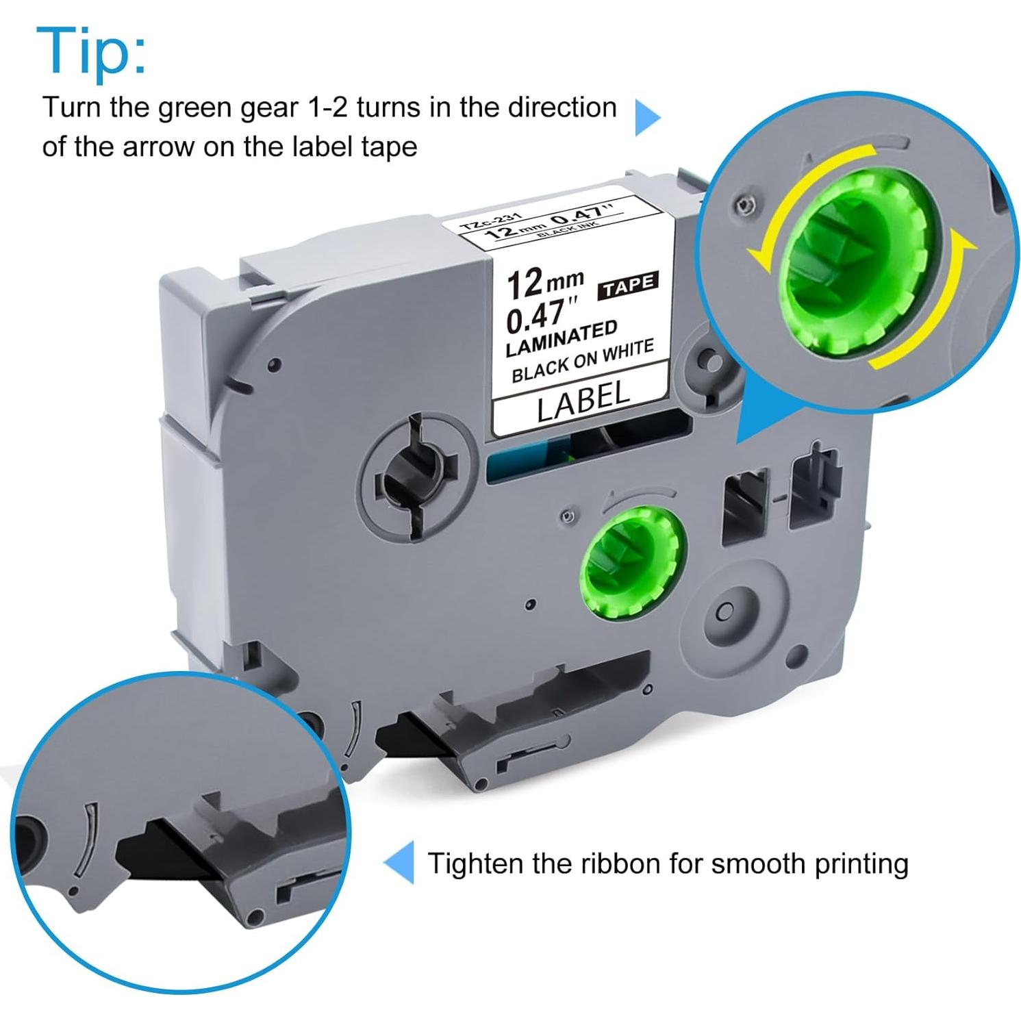 Cinta de Etiquetas Laminada Lonitul TZe-231 12mm 2PK Blanca