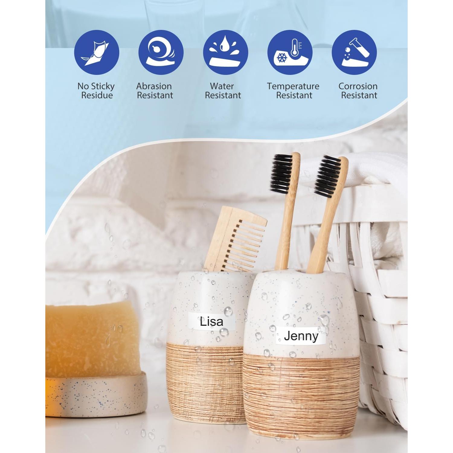 Cinta de Etiqueta Laminada 12mm VEQWC TZe-231 Negra sobre Blanca - 6 Paquetes