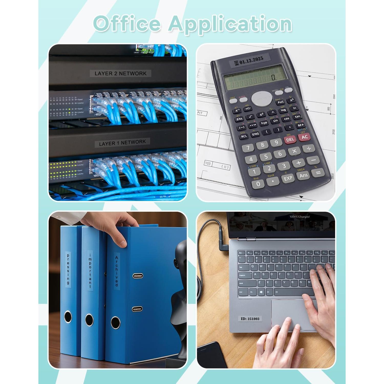 Cintas de Etiqueta BOYEEZON M-K131 12mm Negro sobre Transparente 5 Pack