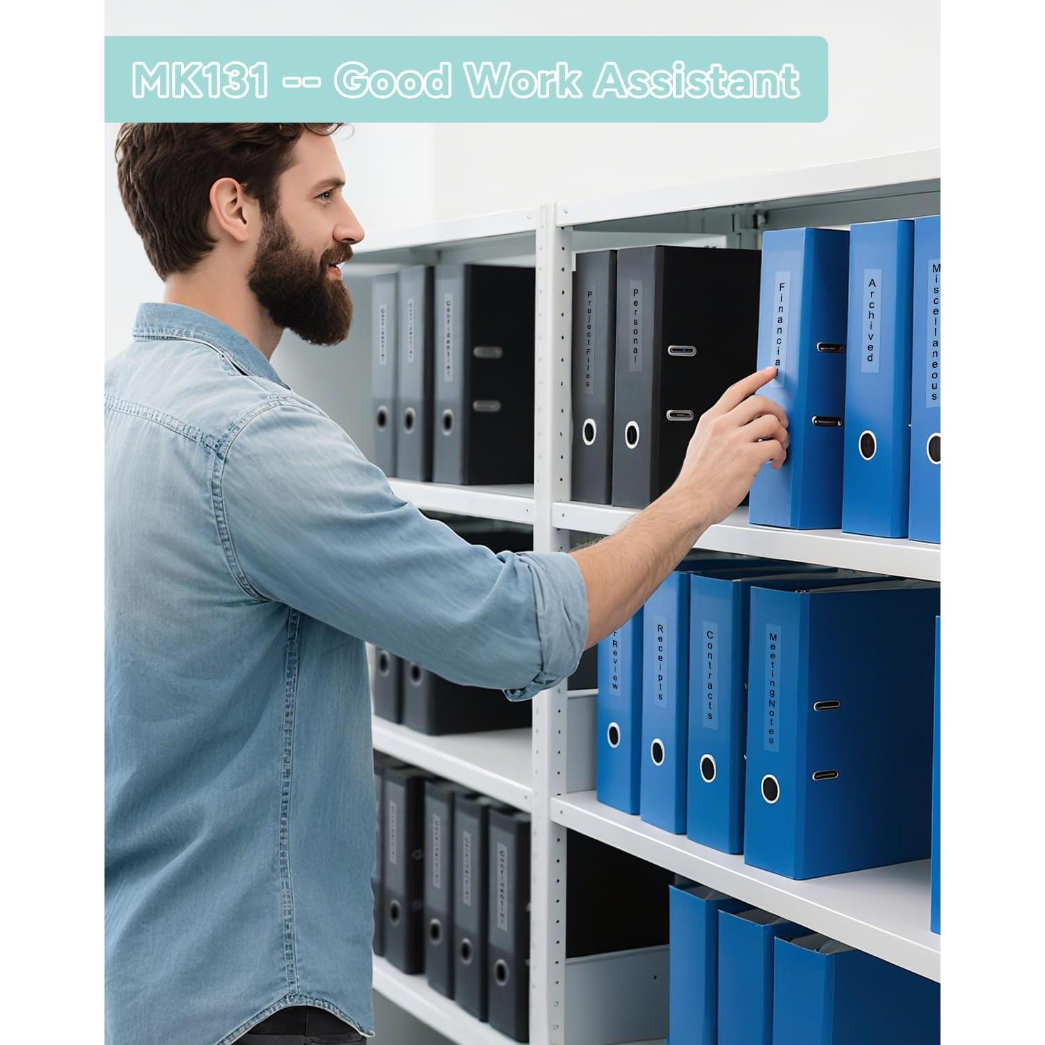 Cintas de Etiqueta BOYEEZON M-K131 12mm Negro sobre Transparente 5 Pack