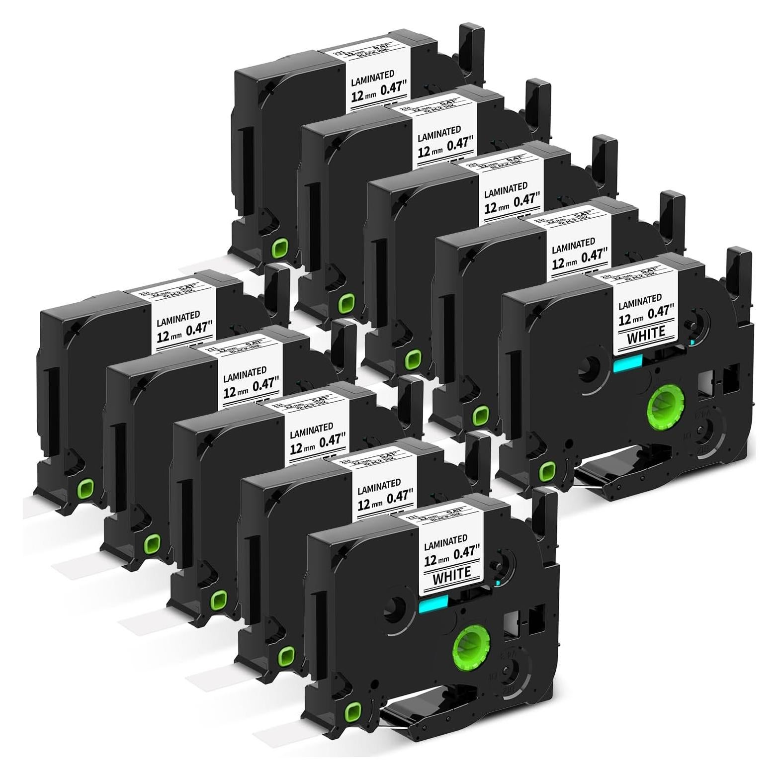 Cinta de Recarga Colorty TZe-231 12mm Laminado Blanco - 10 Unidades