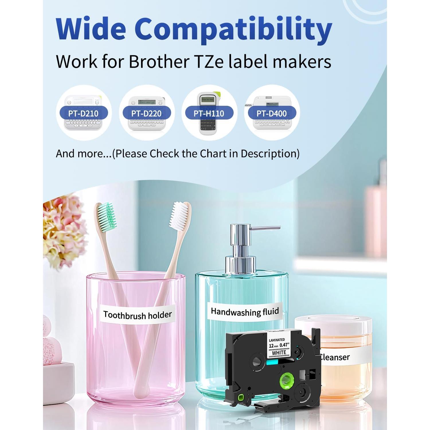 Cinta de Recarga Colorty TZe-231 12mm Laminado Blanco - 10 Unidades