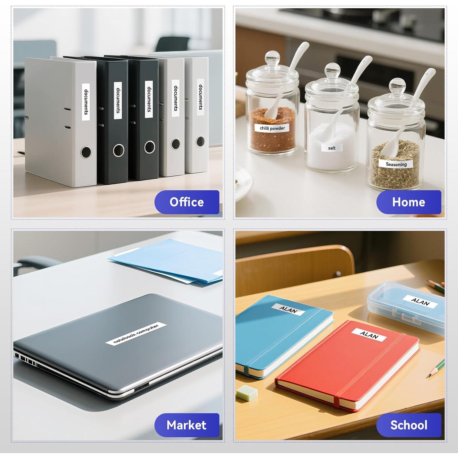 Paquete de 3 cintas de etiqueta Aililiya TZe-231 12mm blanco