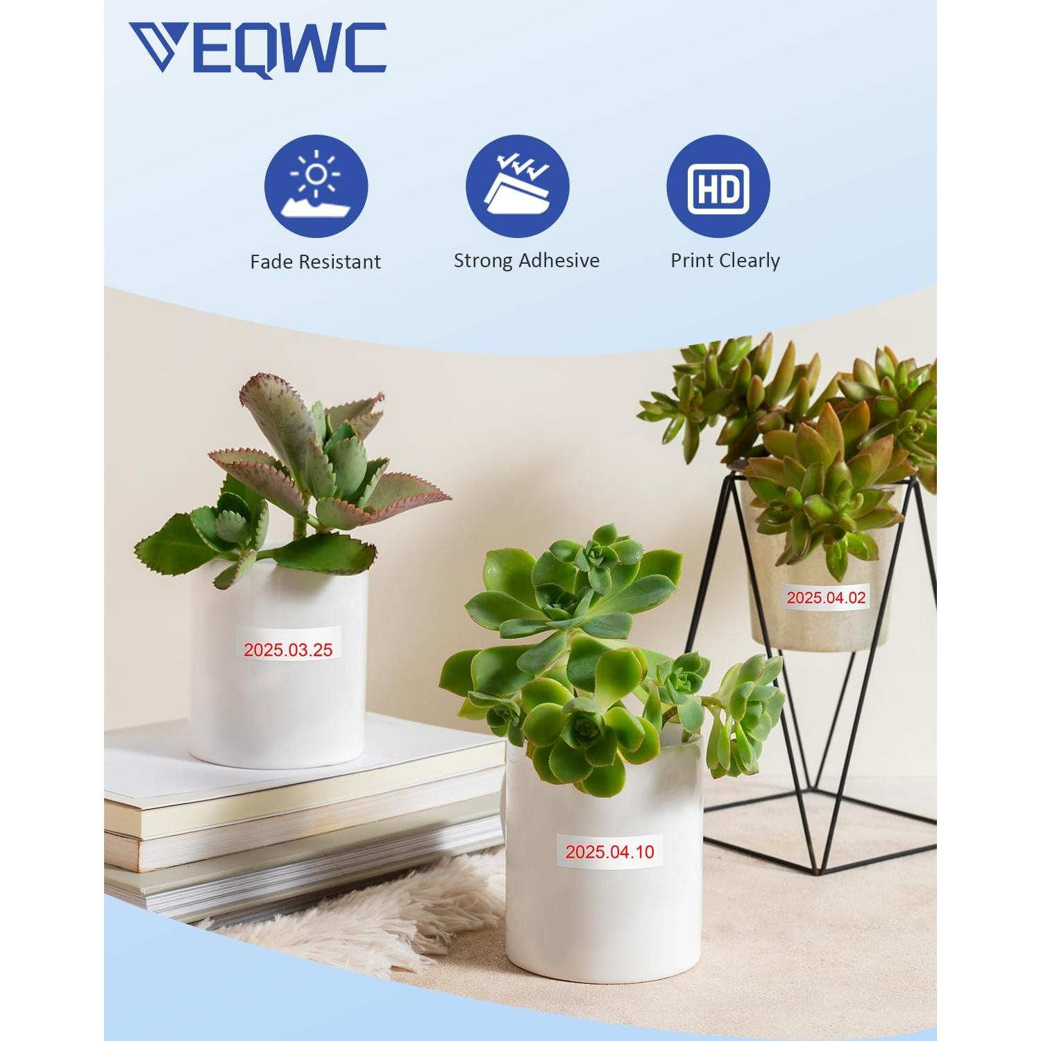 Cinta de Etiqueta 12mm VEQWC TZe-232 Roja sobre Blanca