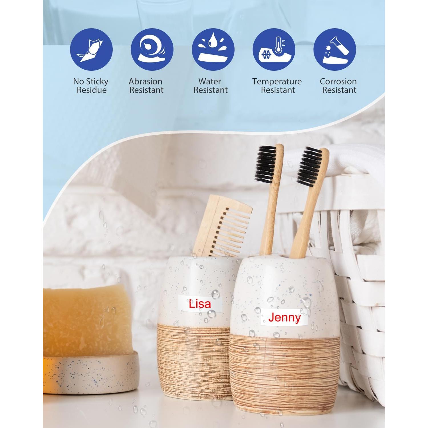 Cinta de Etiqueta 12mm VEQWC TZe-232 Roja sobre Blanca