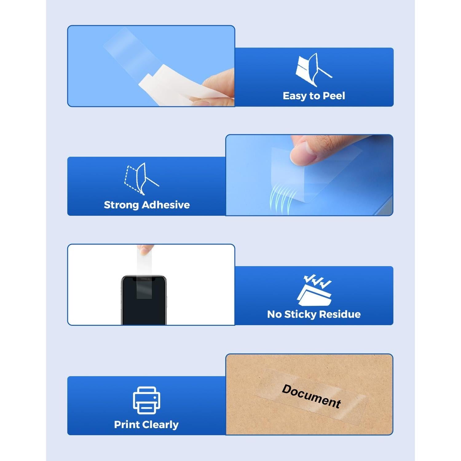 Cinta de Etiqueta Laminada 24mm HUIMAZJIA Negro sobre Transparente