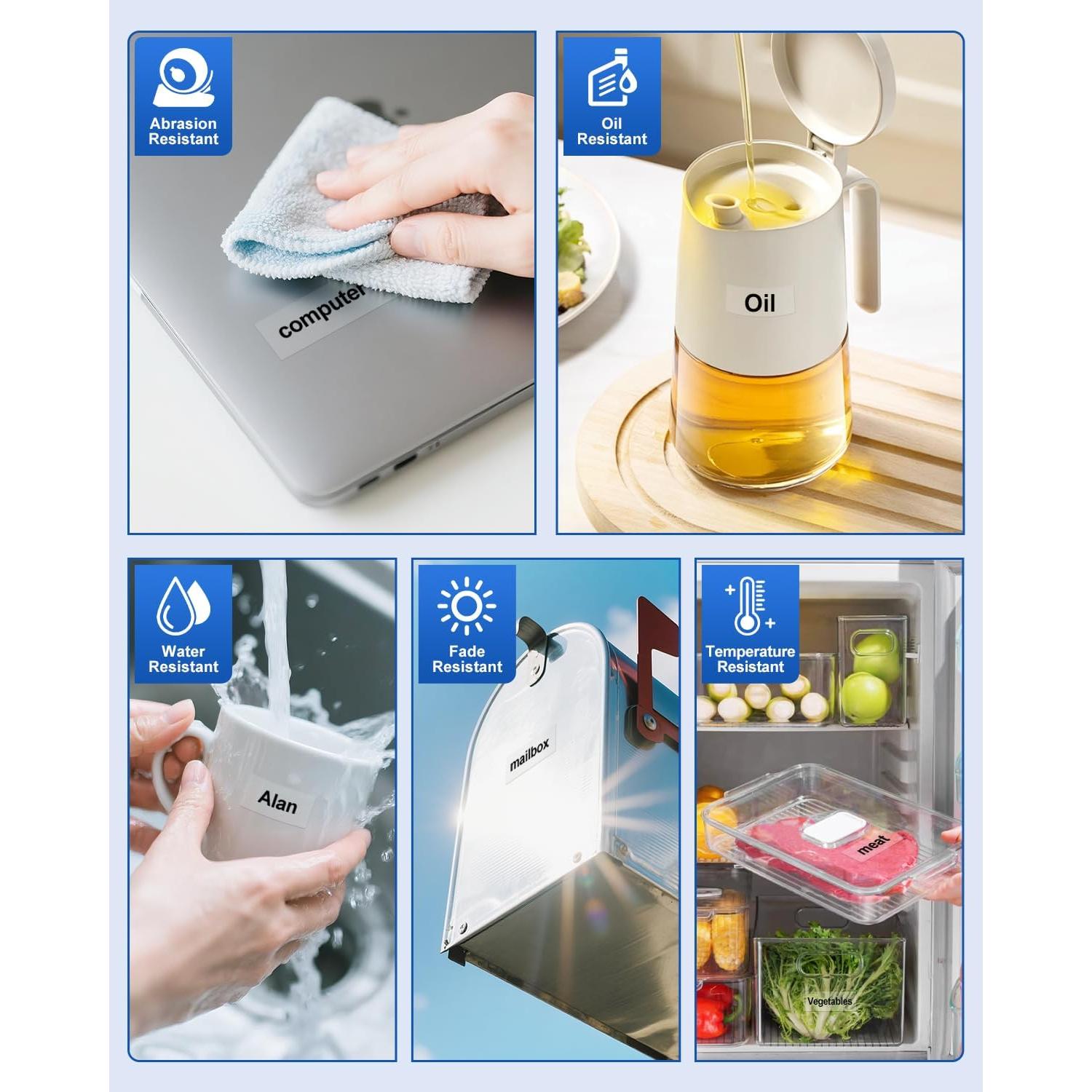 Cinta de Etiqueta Laminada 24mm HUIMAZJIA Negro sobre Transparente