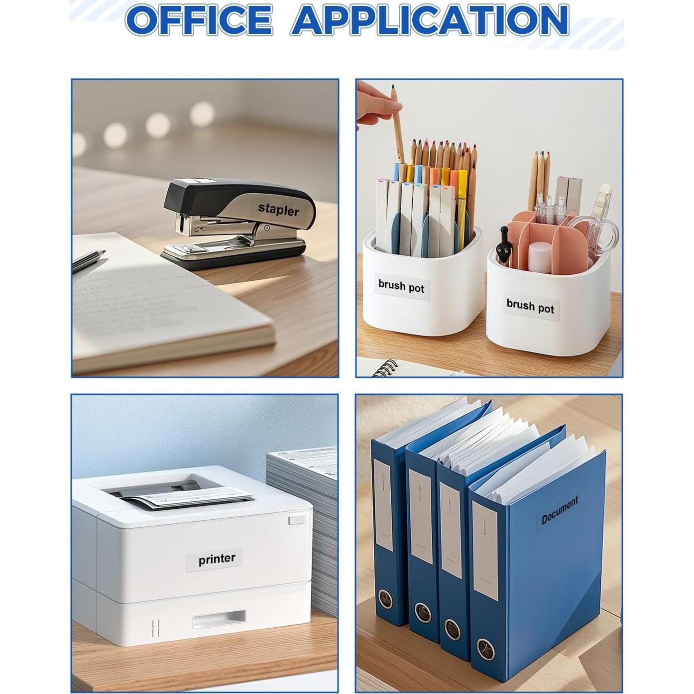 Cinta de Etiqueta Laminada 24mm HUIMAZJIA Negro sobre Transparente