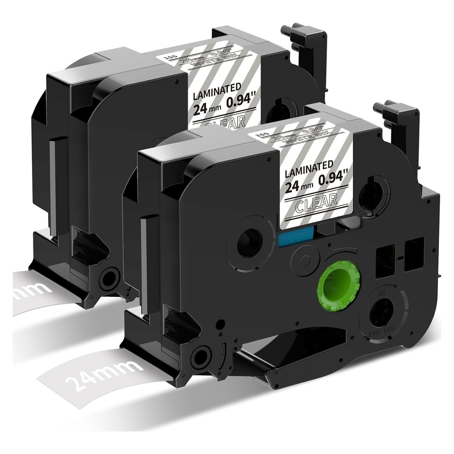 Cinta de Etiqueta Buyalot TZe-155 24mm Blanca Transparente Paquete 2