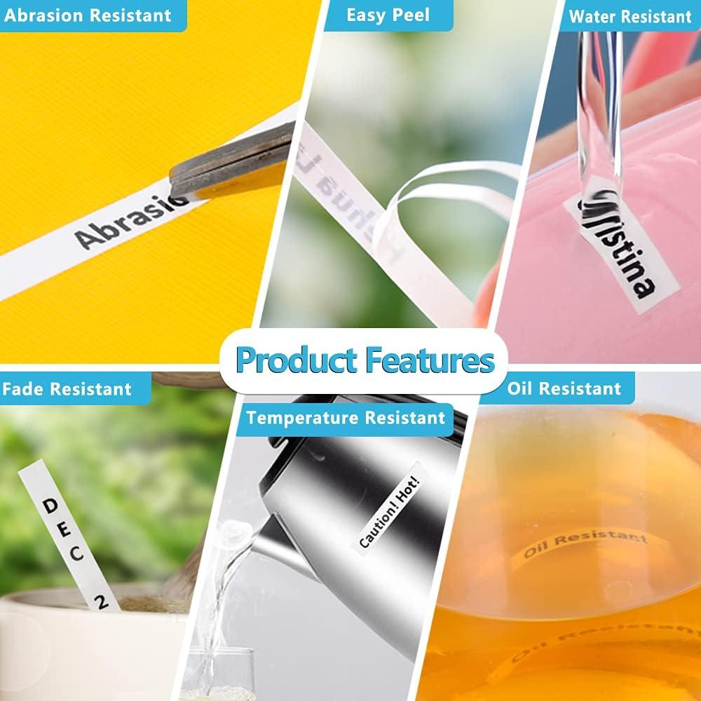 Cinta de Etiquetado Hehua TZe221 6 Paquetes 9mm Negro sobre Blanco