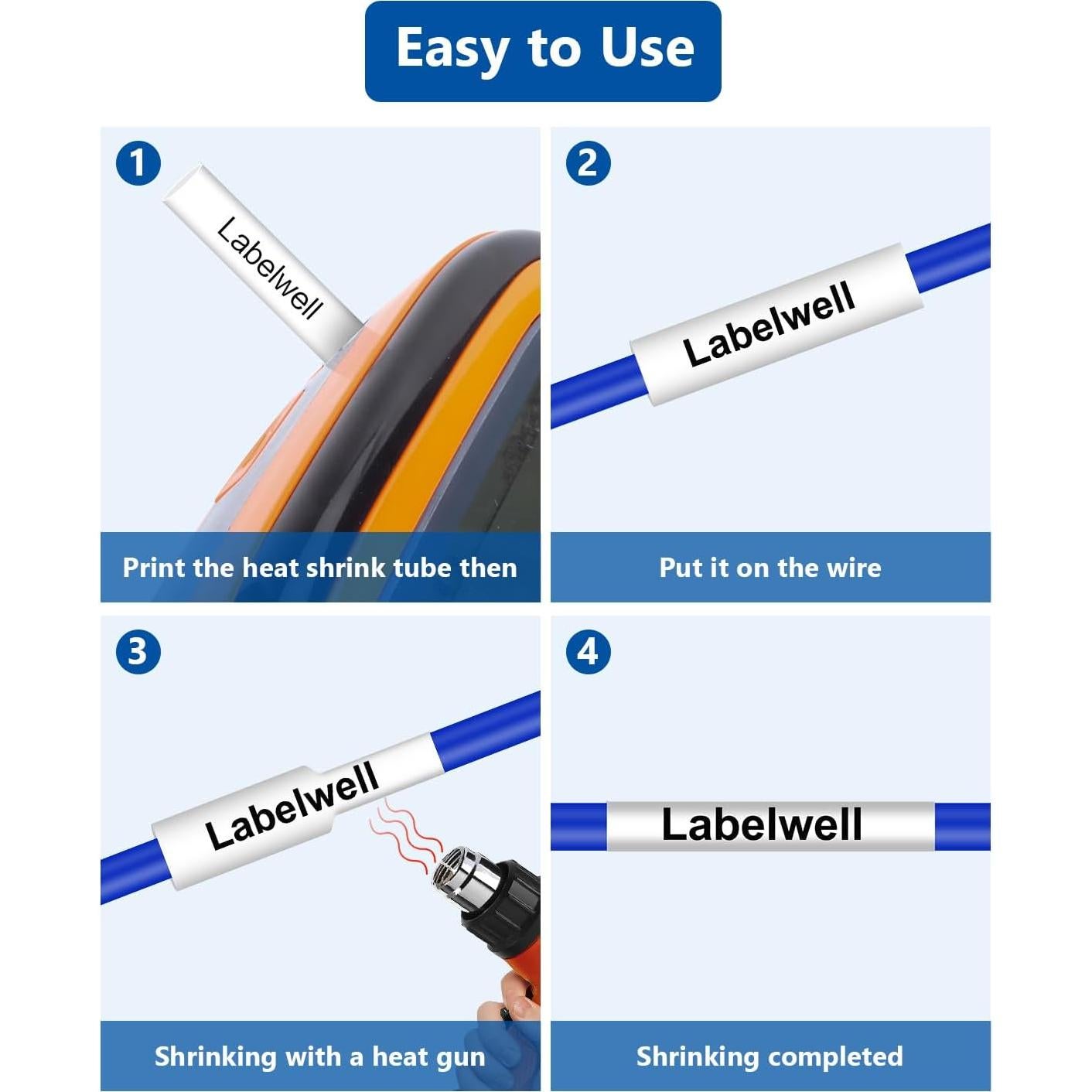 Etiquetas Termocontraíbles Labelwell HSe-221 3-Pack 8.8mm Negro