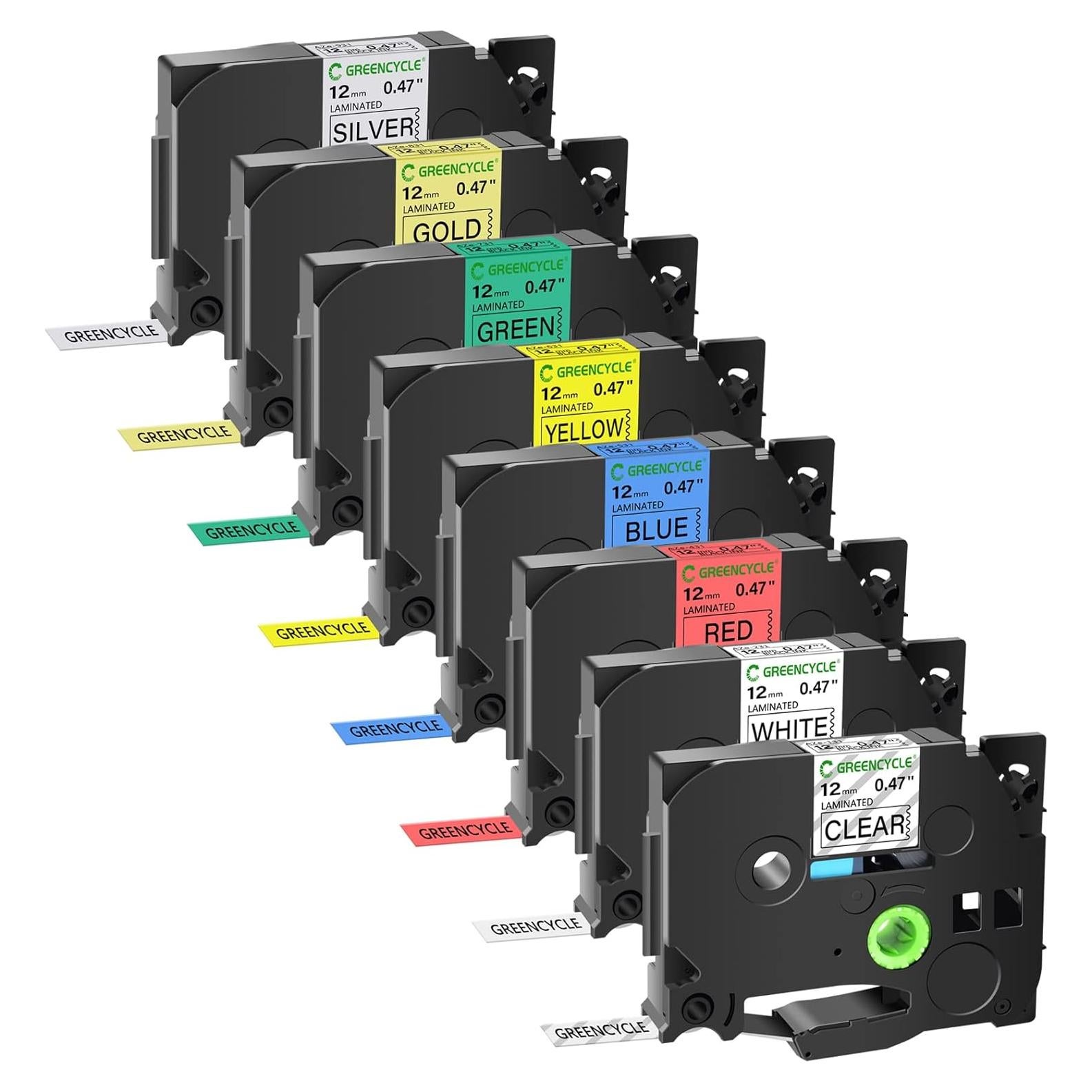 Cinta de Etiquetas Laminada Greencycle TZe231 12mm 8 Paquete