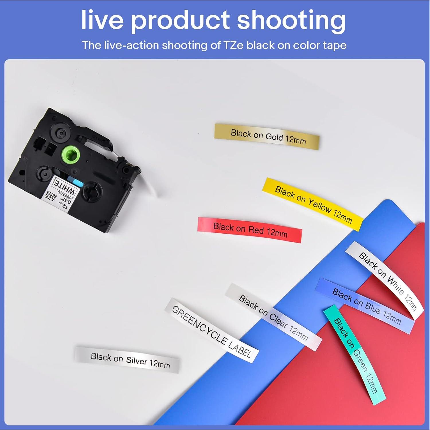 Cinta de Etiquetas Laminada Greencycle TZe231 12mm 8 Paquete