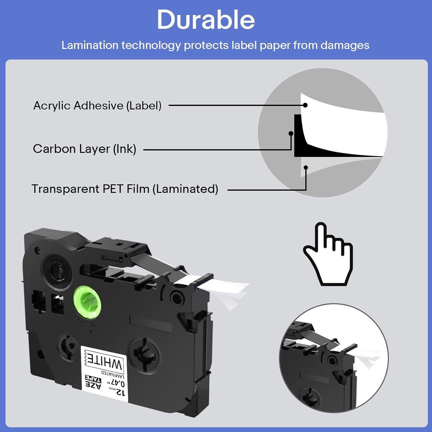 Cinta de Etiquetas Laminada Greencycle TZe231 12mm 8 Paquete